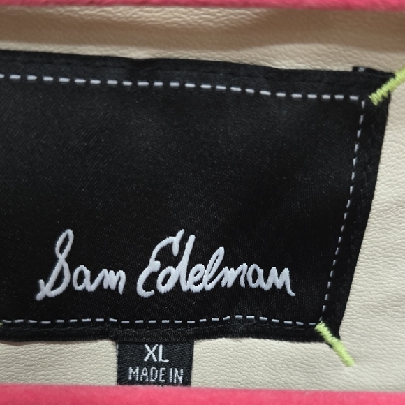 Sam Edelman Women's Cream Quilted Puffer Faux Leather Jacket, Preowned, XL - Picture 3 of 16